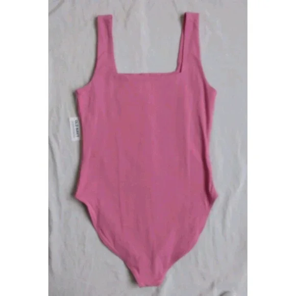 3 Old Navy Square Neck Tank Top Bodysuit Pink Orange Green Women’s Size M - Picture 6 of 14